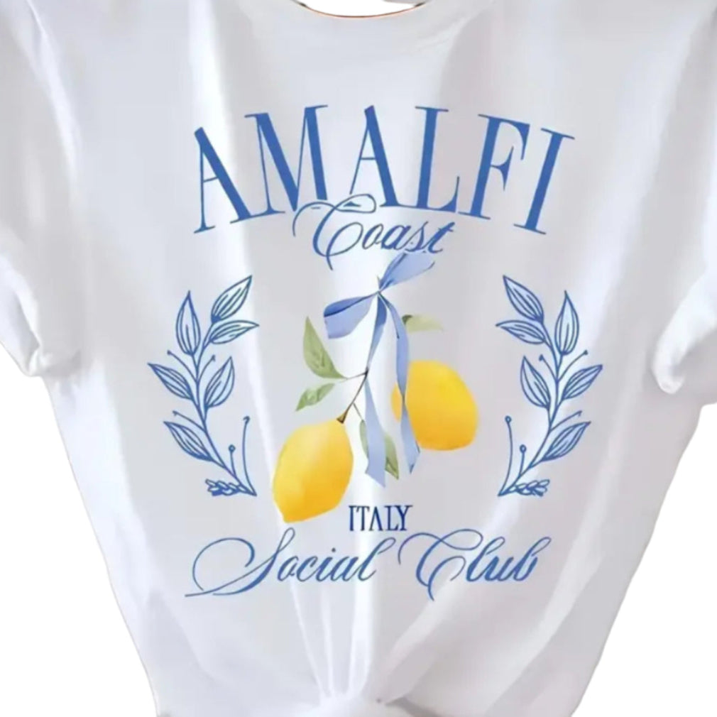 White t-shirt with 'Amalfi Coast 