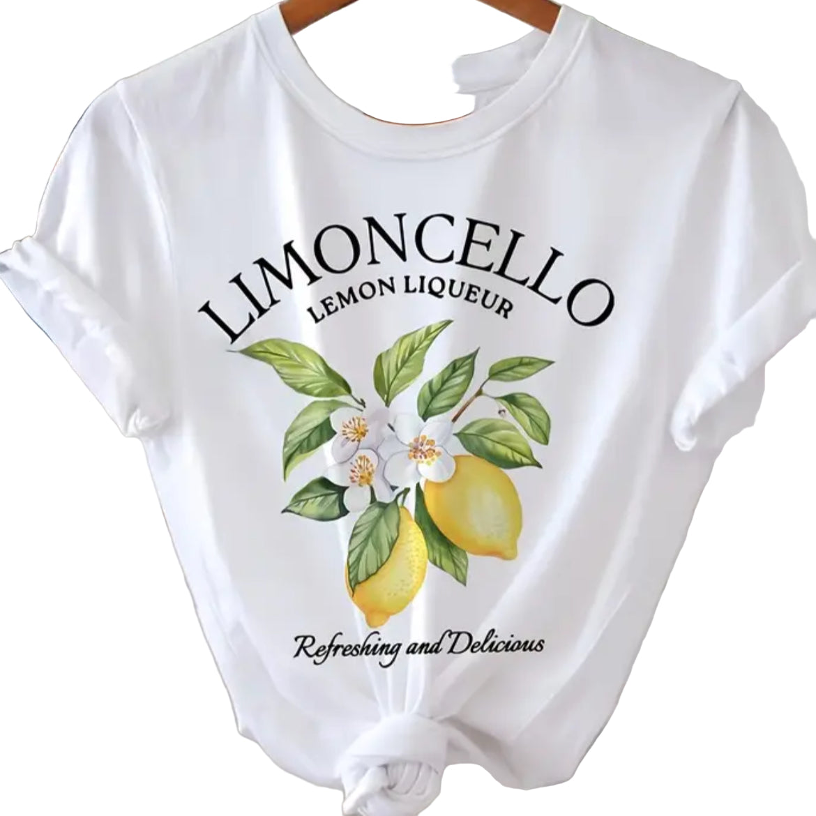 White t-shirt with lemon and limoncello